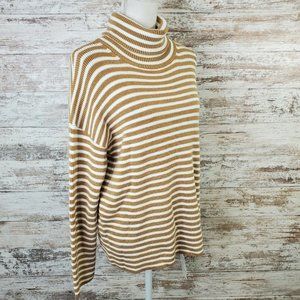 French Connection Camel Stripped Long Sleeve Turtle Neck Sweater Size XS
